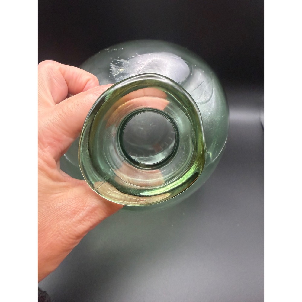 San Miguel Green Recycled Glass Round Bottle Vase, 7" - Picture 3 of 5